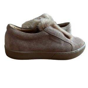 Franco Sarto Crescent Faux Fur Sneakers Shoes Chunky Leather  Slip On Size 7 Tan